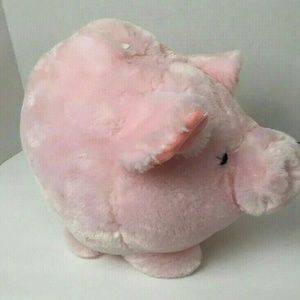 Jumbo Large Cute Plush PINK Piggy Bank 13" long 10